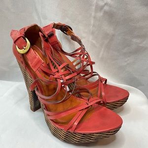 Luichiny Burnt Orange Boho Strappy Sandal Heels Size 8